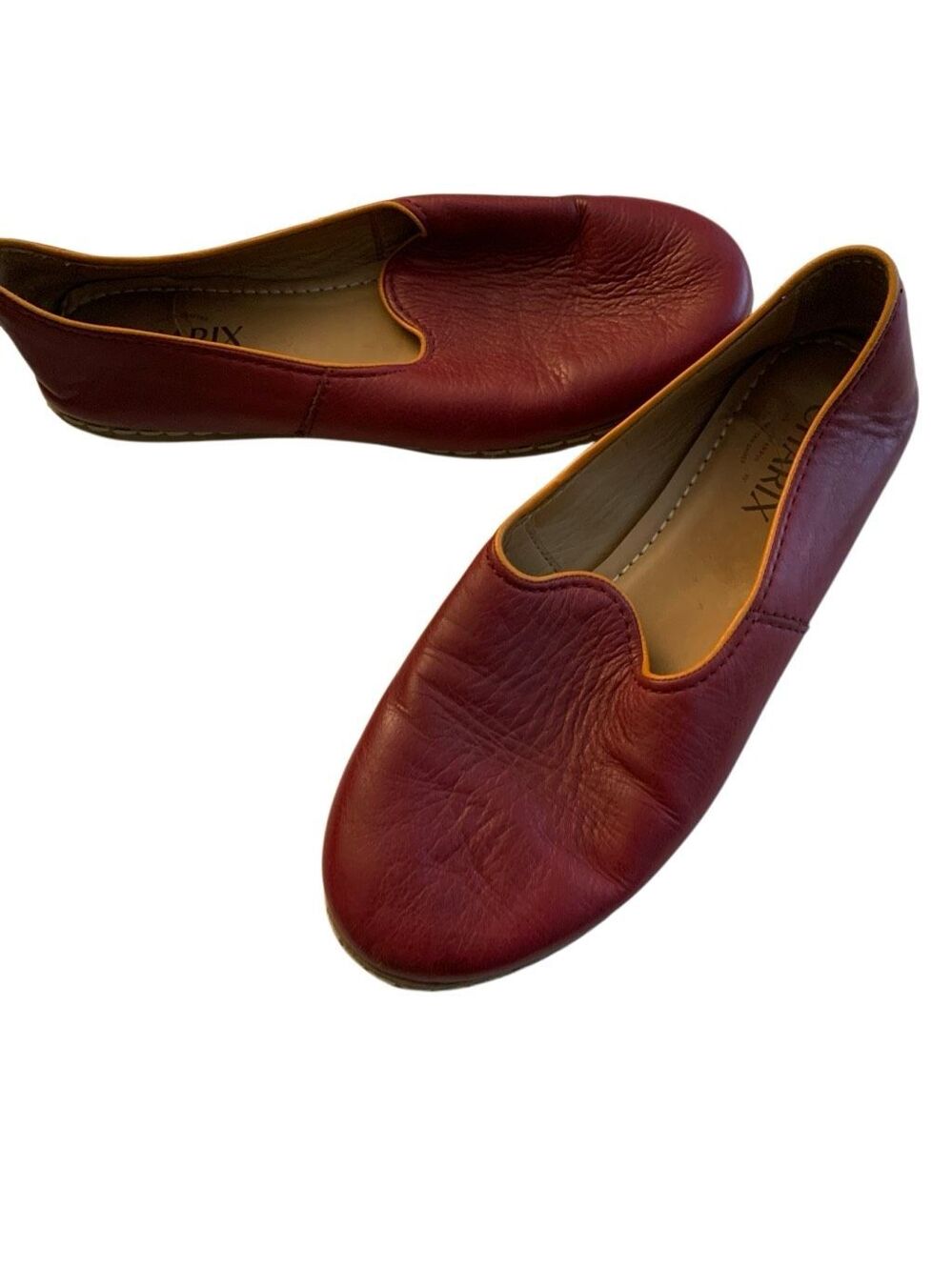 Charix Artisan leather loafer flats red women's size 38 US 8